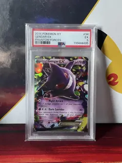2014 POKEMON XY PHANTOM FORCES #34 GENGAR EX PSA 5 - Image 3