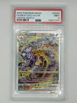 Pokemon 2023 Mewtwo VSTAR GG44 Full Art Galarian Gallery Crown Zenith PSA 9 - Image 2