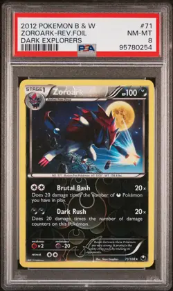 2012 POKEMON B&W DARK EXPLORERS #71 ZOROARK-REVERSE FOIL PSA 8 - Image 3