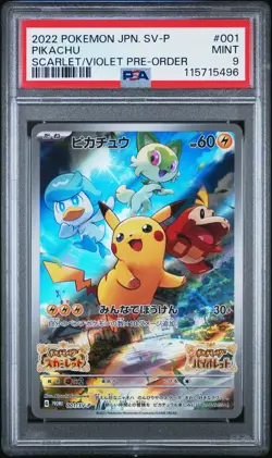 2022 POKEMON JPN SV PROMO SCARLET & VIOLET PRE-ORDER #001 PIKACHU PSA 9 - Image 1