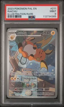 Pokemon 2023 Paldea Evolved Pal en Raichu Illustration Rare Card #211/193 PSA 9 - Image 1
