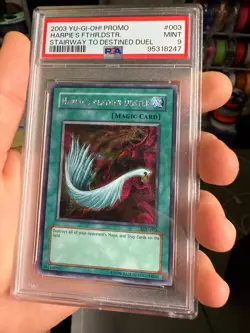 Yugioh PSA 9 MINT Harpieâ€™s Feather Duster SDD-003 Secret Rare Promo  - Image 1