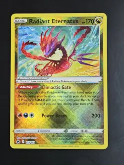 Pokemon Sword & Shield Crown Zenith RADIANT ETERNATUS 105/159 Radiant Holo Rare - Image 1