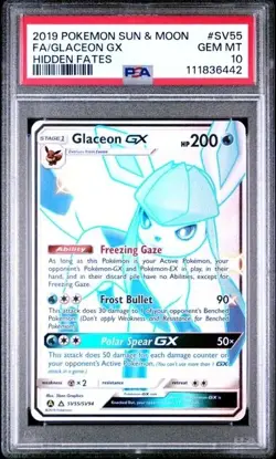 2019 Pokemon TCG Sun & Moon Hidden Fates #SV55 Glaceon GX PSA 10 • FAST SHIP - Image 3