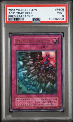 2001 YU-GI-OH! JAPANESE PREMIUM PACK 5 #P505 ACID TRAP HOLE PSA 9 - Image 3