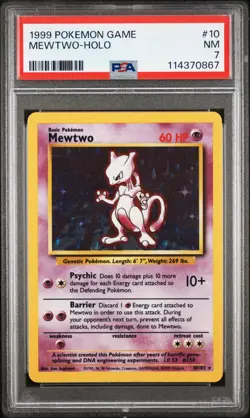 1999 Pokemon Base Set Mewtwo Holo Card #10 PSA 7 - Image 1