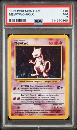 1999 Pokemon Base Set Mewtwo Holo Card #10 PSA 7 - Image 3