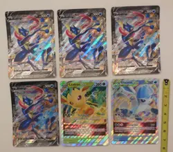 Pokemon Greninja V-UNION Jumbo Card HOLO -4 OF THEM + LEAFON + GLACEON = 6 TOTAL - Image 1