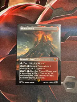Mtg Mount Doom BORDERLESS - UB The LotR: Tales Of Middle-Earth + Bonus Foils - Image 1
