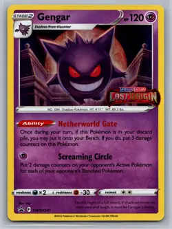 Pokemon GENGAR SWSH241 - Lost Origin - PRERELEASE HOLO PROMO (NM-) 007 - Image 1