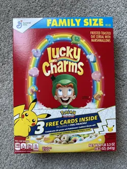 Lucky Charms Box 3 Pokemon 25th Anniversary Pokémon cards Foil Pikachu - Image 1