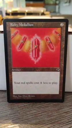 RUBY MEDALLION MTG Magic the Gathering 1997 ARTIFACT Trading Card TCG - Image 1