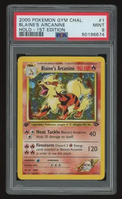 Pokemon 2000 Gym Challenge #1 Blaine's ARCANINE 1st Edition Holo PSA 9 Mint - Image 1