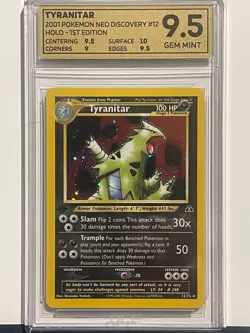 Tyranitar Pokemon 2001 1st Edition holo Neo Discovery wotc 12/75 OCE GEMMINT 9.5 - Image 1