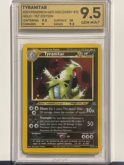 Tyranitar Pokemon 2001 1st Edition holo Neo Discovery wotc 12/75 OCE GEMMINT 9.5 - Image 3