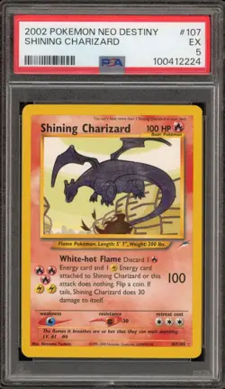 Pokemon Shining Charizard Neo Destiny Unlimited Secret Rare Holo #107 PSA 5 - Image 1
