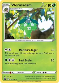 Wormadam 010/172 Brilliant Stars Pokemon Card NM - Image 1
