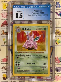 Nidorino ~ 1st Edition Base Set Shadowless ~ 37/102 ~ CGC 8.5 ~ Pokemon 1999 - Image 3