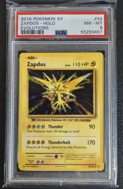 2016 POKEMON XY Zapdos 42/108 Evolutions Holo PSA 8 - Image 1