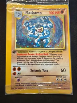 PokÃ©mon TCG Machamp Base Set 8/102 Holo 1st Edition Holo Rare (Error Card) - Image 1