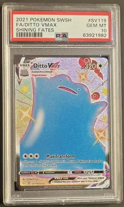 Ditto VMAX PSA 10 Pokemon Card Full Art SV119/SV122 2021 Shining Fates Shiny - Image 1