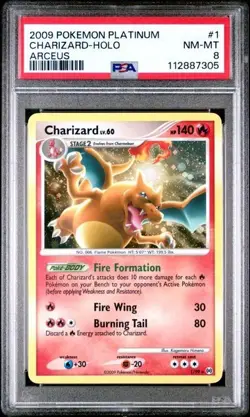 2009 POKEMON PLATINUM ARCEUS #1 CHARIZARD-HOLO ARCEUS PSA 8 NM-MT - Image 1