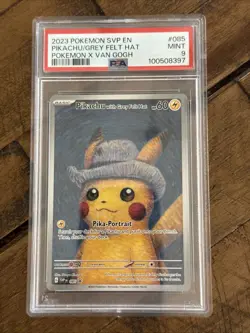 PSA 9 VAN GOGH PIKACHU GREY FELT HAT PROMO POKEMON CARD #085 MINT - Image 3