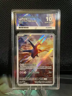 LATIOS 203/191 SURGING SPARKS / IR / POKEMON TCG GRADED CARD / ACE 10 GEM MINT - Image 1