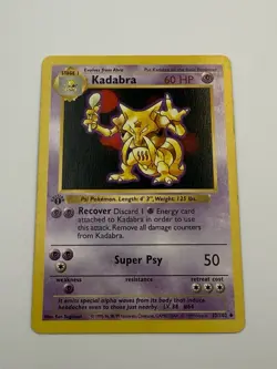 1st Edition Kadabra 32/102 SHADOWLESS Base Set Uncommon Pokemon Card Vintage LP+ - Image 1