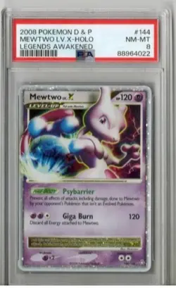 2008 Pokemon Diamond Pearl Legends Awakened Mewtwo LV.X Holo Card 144/146 PSA 8 - Image 2