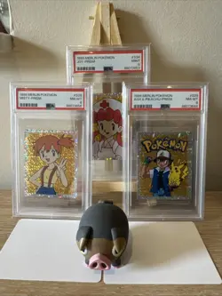 Misty PSA 8, Ash & Pikachu PSA 8, Nurse Joy PSA 9 Pokemon Sticker 1999 Merlin - Image 5