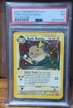 2000 Pokémon TCG - Dark Raichu - 🌀Swirl🌀 - Holo 1st Edition Secret Rare - PSA7 - Image 5
