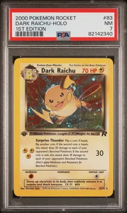 2000 Pokémon TCG - Dark Raichu - 🌀Swirl🌀 - Holo 1st Edition Secret Rare - PSA7 - Image 6