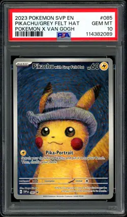 Pokemon PSA 10 Pikachu with Grey Felt Hat Van Gogh 085/SV-P 085 Black Star Promo - Image 8