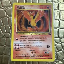 Moltres 27/62 Rare Fossil Legendary Bird Pokemon Collectible Trading Card - Image 1