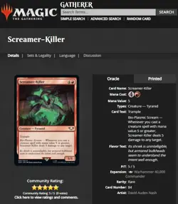 2022 MTG Magic the Gathering Warhammer 40000 40k Surge Foil #84 Screamer Killer - Image 3