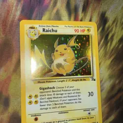 PokÃ©mon TCG Raichu Fossil Holo Card 14/62 Unlimited Holo Rare NM  - Image 3