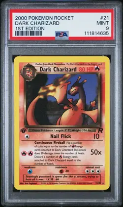 2000 POKEMON ROCKET 1ST EDITION #21 DARK CHARIZARD PSA 9 MINT NON HOLO RARE ðŸ”¥ - Image 1