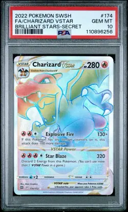 2022 Pokemon Brilliant Stars 174/172 Charizard Vstar Rainbow Secret rare PSA 10 - Image 1