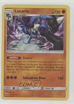 Lucario Holo Pokemon Sun & Moon Burning Shadows #71 2f4 - Image 1