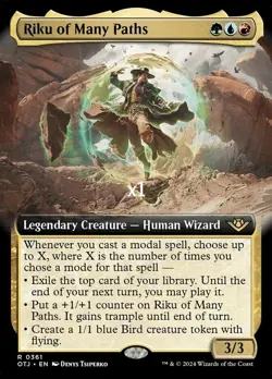 MTG Borderless Otlaws of Thunder Junction OTJ Riku of Many Paths MINT - Image 1