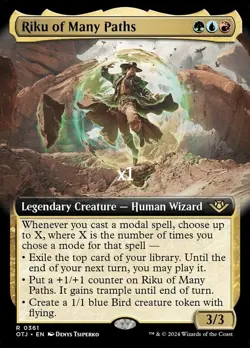 MTG Borderless Otlaws of Thunder Junction OTJ Riku of Many Paths MINT - Image 2