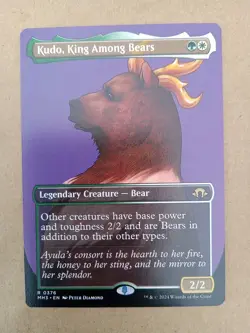 NM Borderless Foil Kudo, King Among Bears, MTG, Modern Horizons 3, Magic, 376 - Image 1