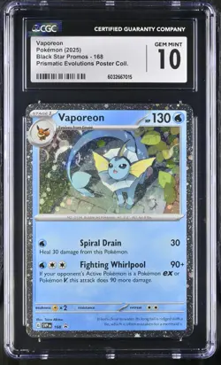 CGC 10 Vaporeon SVP168 COSMOS HOLO PROMO SVP 168 Pokemon - Image 3