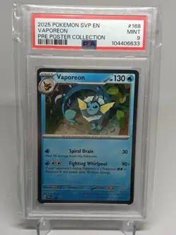 2025 POKEMON PRISMATIC POSTER COLLECTION PROMO VAPOREON SVP168 PSA 9 MINT - Image 1