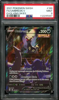 PSA 9 Umbreon V 189/203 Alt Art Evolving Skies Pokemon Card - Image 3