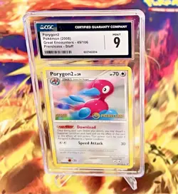 2008 POKEMON GREAT ENCOUNTERS - PRERELEASE - STAFF #49/106 PORYGON2 CGC 9 - Image 1