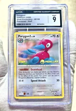 2008 POKEMON GREAT ENCOUNTERS - PRERELEASE - STAFF #49/106 PORYGON2 CGC 9 - Image 2