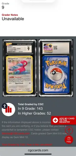 2008 POKEMON GREAT ENCOUNTERS - PRERELEASE - STAFF #49/106 PORYGON2 CGC 9 - Image 5