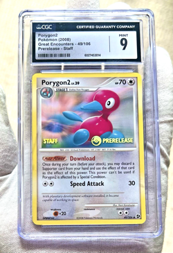 2008 POKEMON GREAT ENCOUNTERS - PRERELEASE - STAFF #49/106 PORYGON2 CGC 9 - Image 7